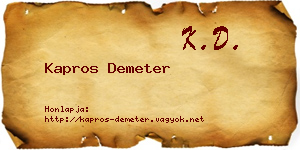 Kapros Demeter névjegykártya